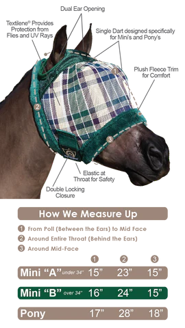 Kensington Pony Fly Mask With Fleece Trim