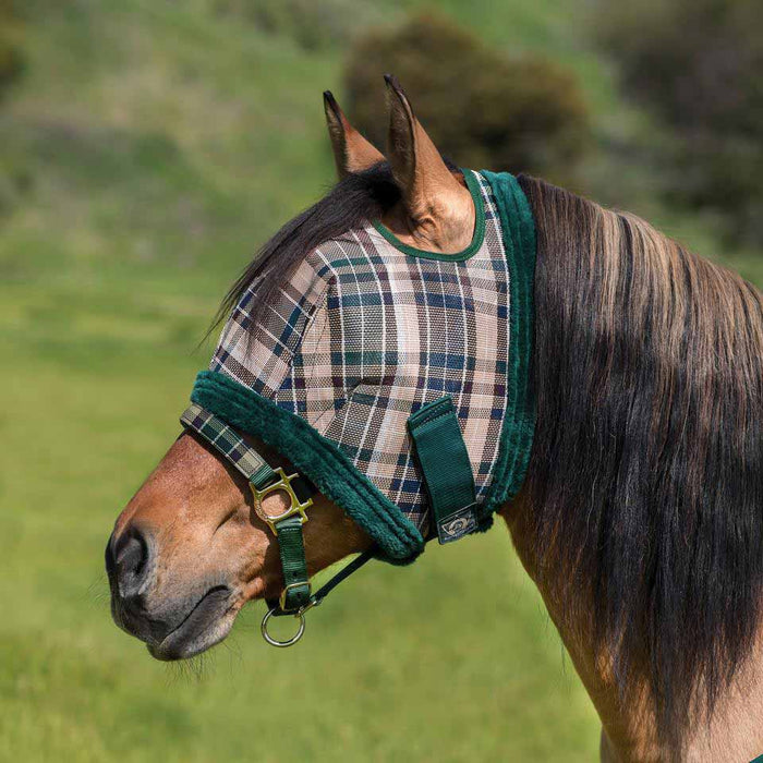 Kensington Fly Mask with Fleece Trim in Deluxe Hunter Plaid