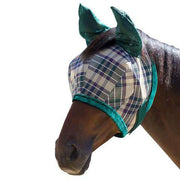 Kensington Fly Mask with Fleece Trim and Ears with Forelock Hole in Deluxe Hunter Plaid