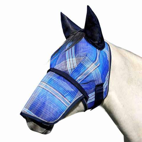 Kensington Fly Mask with Soft Mesh Ears, Removable Nose & Forelock Hole in Kentucky Blue