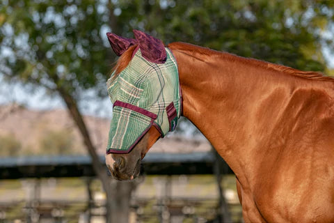 Imperial Jade Kensington Fly Mask with Soft Mesh Ears, Removable Nose & Forelock Hole 