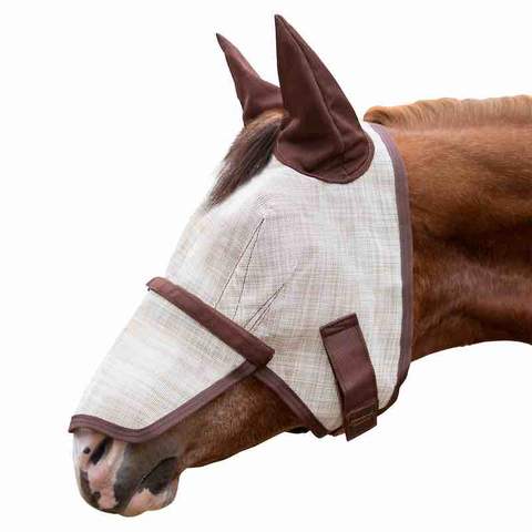 Kensington Fly Mask with Soft Mesh Ears, Removable Nose & Forelock Hole in Desert Sand
