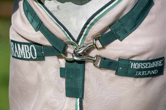 Coperta Antimosche Per Cavalli Rambo Fly Buster Vamoose, Colore Oatmeal/Sage (Avena/Salvia)