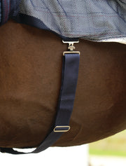 WeatherBeeta Breeze With Surcingle IV Combo Neck Summer Sheet (No Fill) in White with Navy and Red Trim - Hidden Adjustable Surcingle