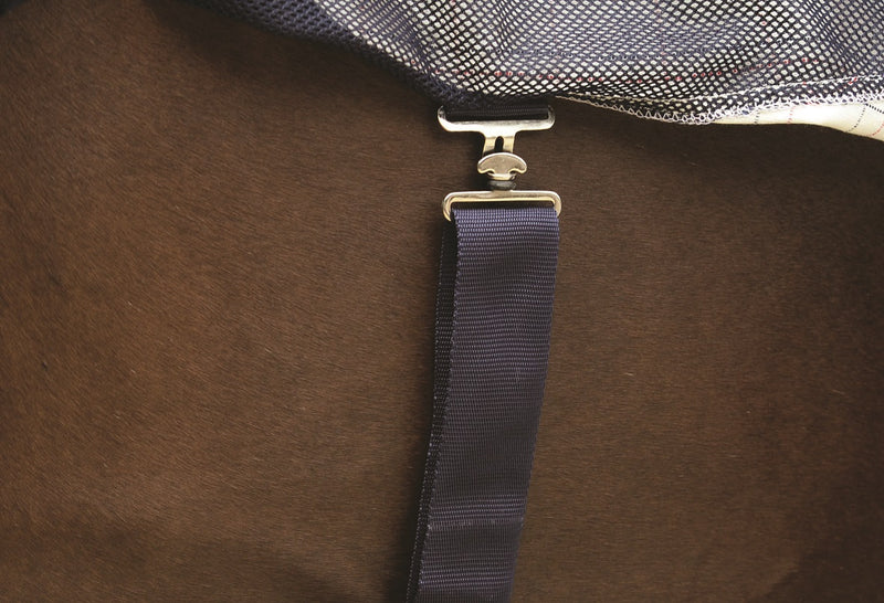 WeatherBeeta Breeze With Surcingle IV Combo Neck Summer Sheet (No Fill) in White with Navy and Red Trim - Hidden Surcingle