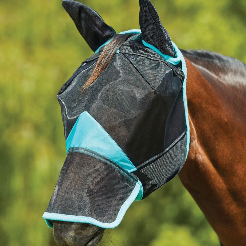 BLACK/TURQUOISE WEATHERBEETA COMFITEC DELUXE FINE MESH MASK WITH EARS & NOSE