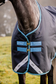 Amigo Bravo 12 Original Turnout (100g Medium-Lite) - Navy with Aqua Trim