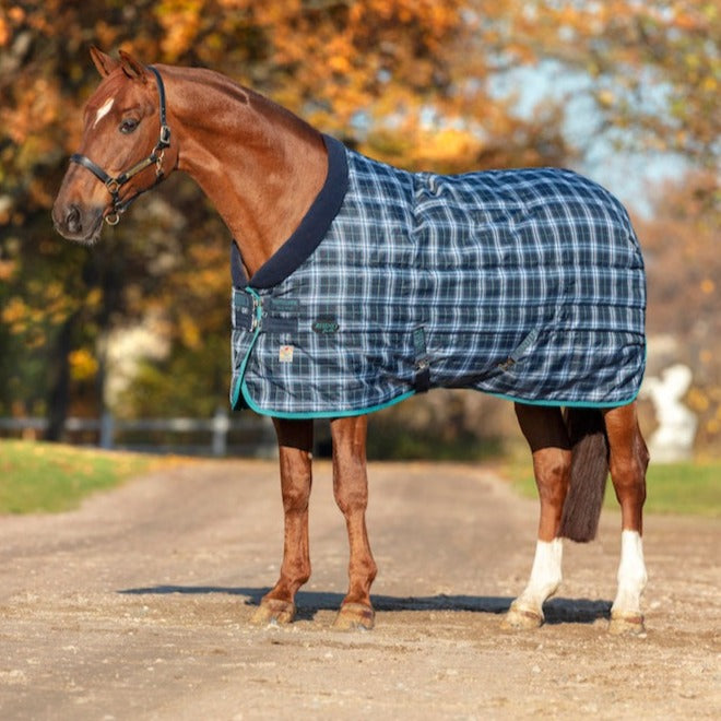 Rhino Vari-Layer Stable Blanket (400g Heavy) - Navy Check with Teal Trim