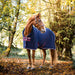 Horseware Cozy Neck Fleece Cooler (No fill, Embossed) - Navy Horseware Print with Burgundy and White Trim