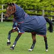 Amigo Bravo 12 Plus Turnout (100g Medium-Lite, Disc Front Closure) - Navy with Gold and Red Trim