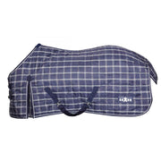 Saxon 1200D PP Stable Blanket (200g Medium) in Navy Plaid on White Background