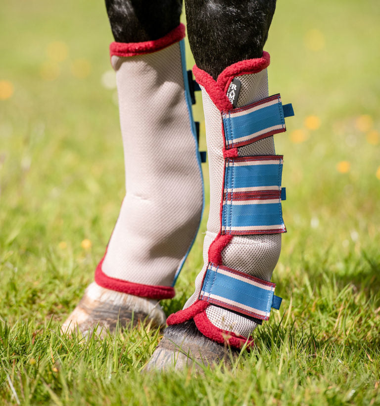 Rambo Fly Boots Oatmeal Cherry Red and Blue