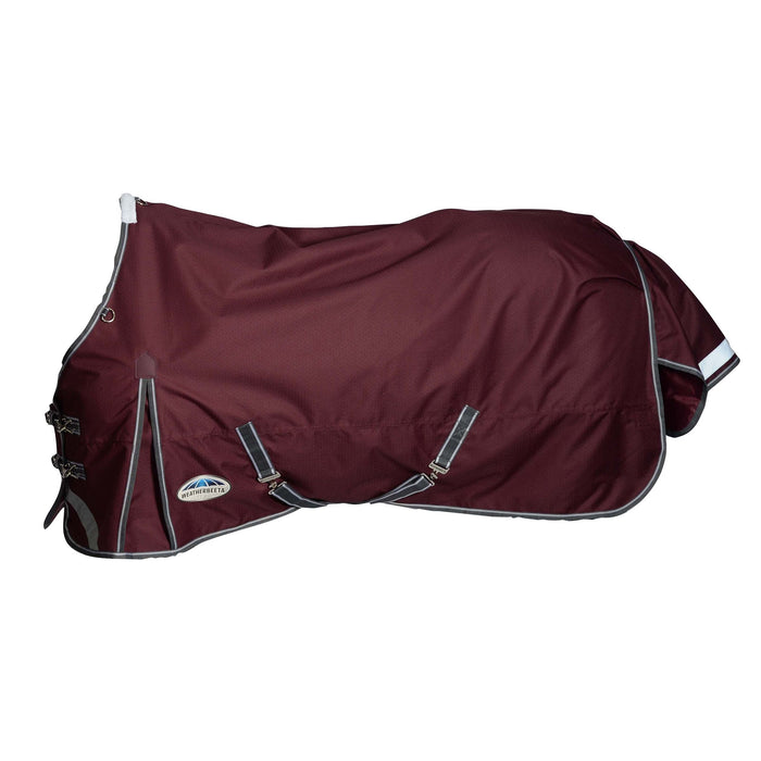 WeatherBeeta ComFiTec Plus Dynamic II Standard Neck Turnout Sheet (0g Lite) - Maroon with Grey and White Trim in Profile View on White Background