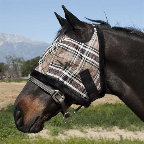 Kensington Fly Mask with Fleece Trim - Deluxe Black Plaid
