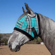 Kensington Fly Mask with Fleece Trim - Black Ice Plaid