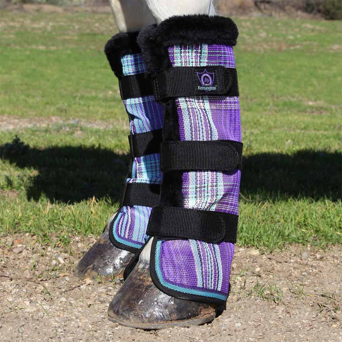 Kensington Protective Draft Fly Boots in Lavender Mint Plaid