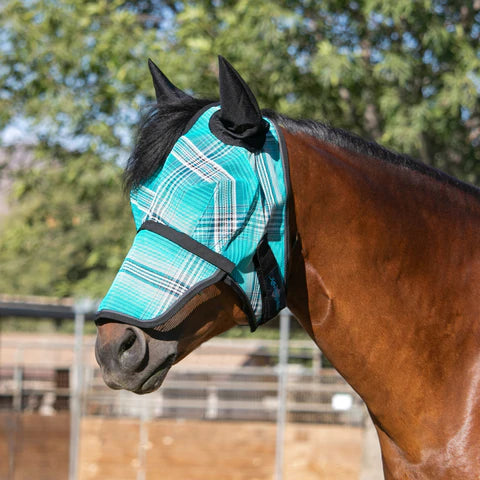 Kensington Fly Mask with Soft Mesh Ears, Removable Nose & Forelock Hole Atlantis